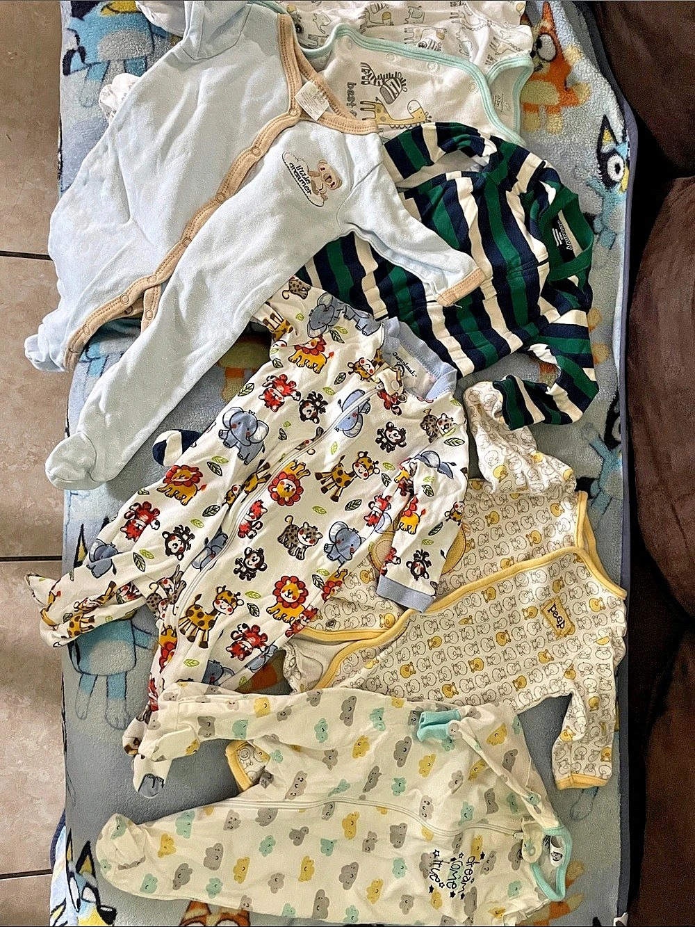 Old Navy Striped Sleeper / Sleep & Play Baby Footie Set in White & Green